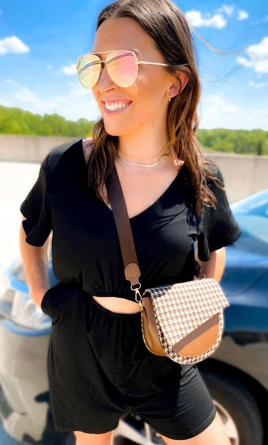 Black Ryan Reversible Cutout Romper