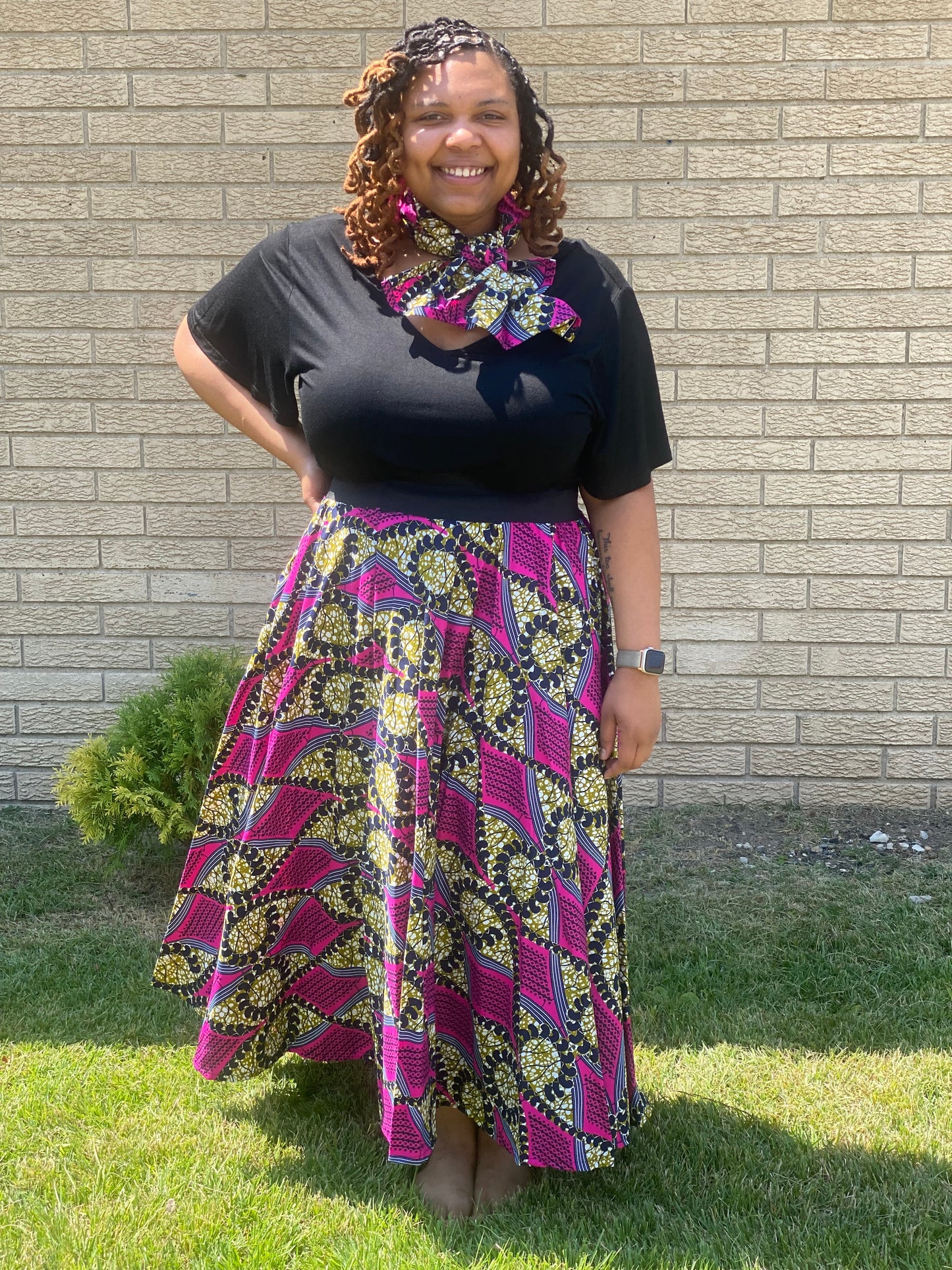 Fuchsia Tribal Full Skirt
