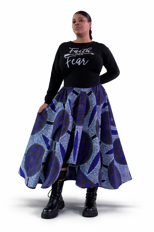 Blue Tribal Full Skirt