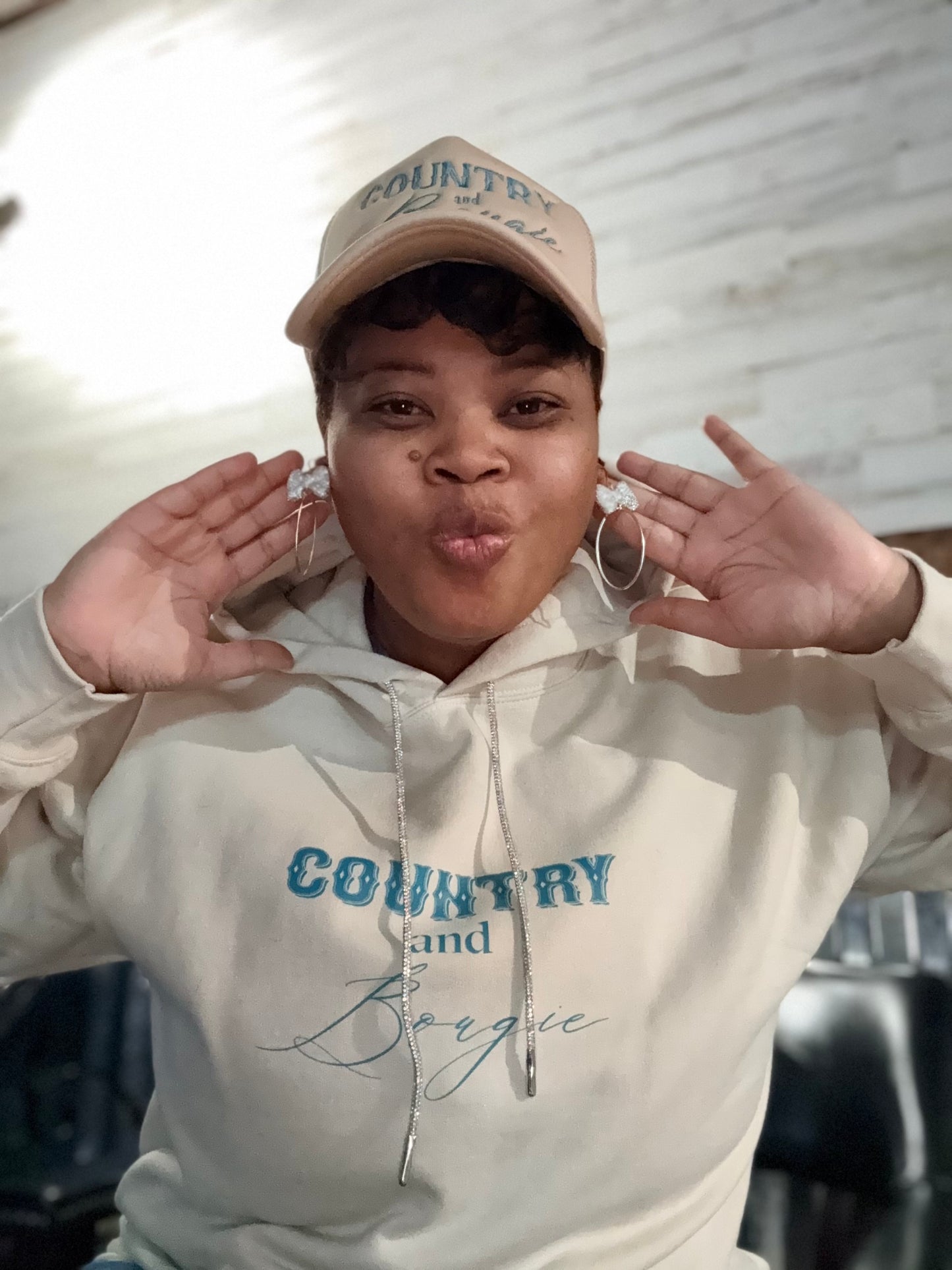 Tan/Turquoise Country and Bougie Hoodie