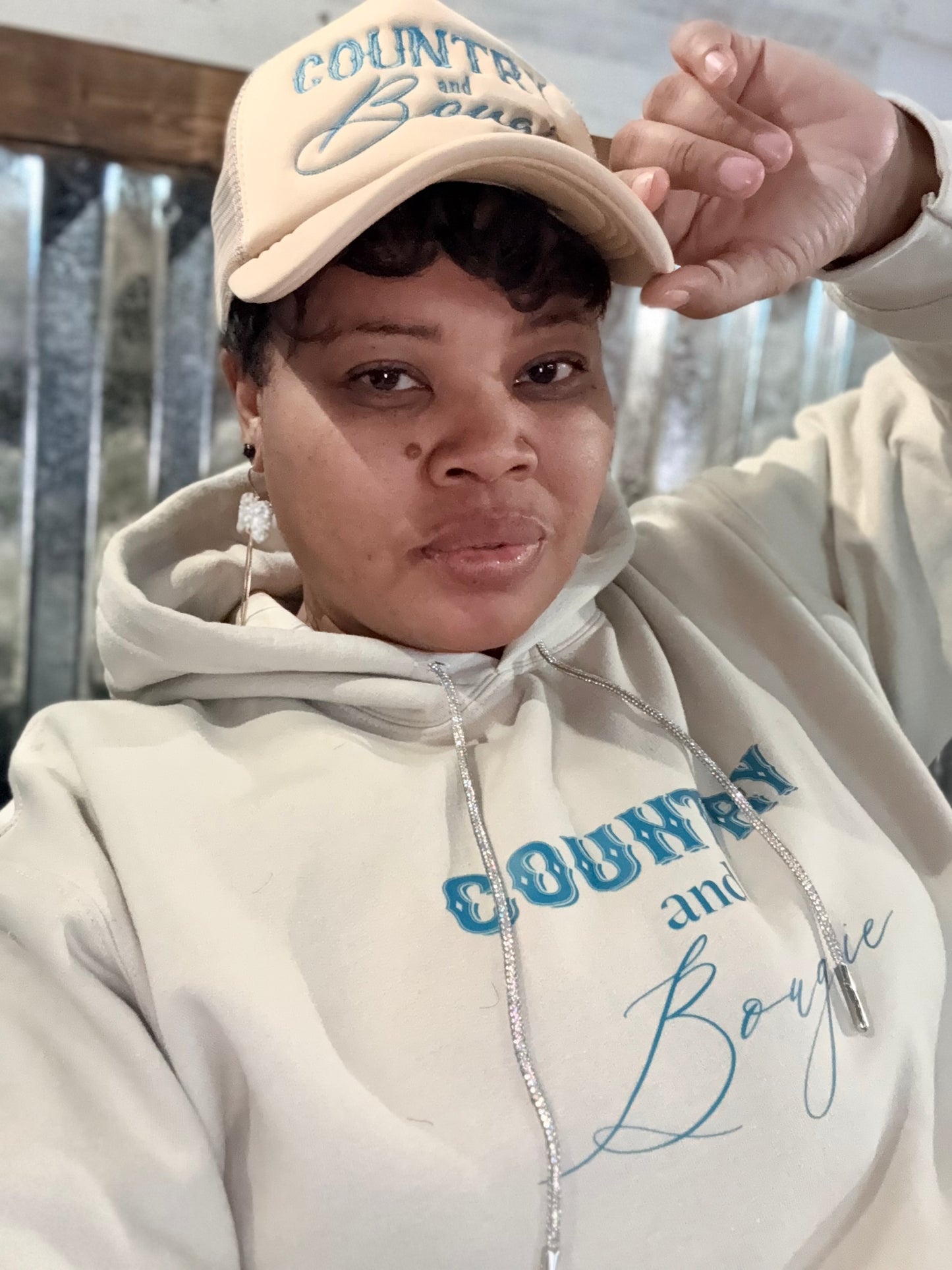 Tan/Turquoise Country and Bougie Hoodie