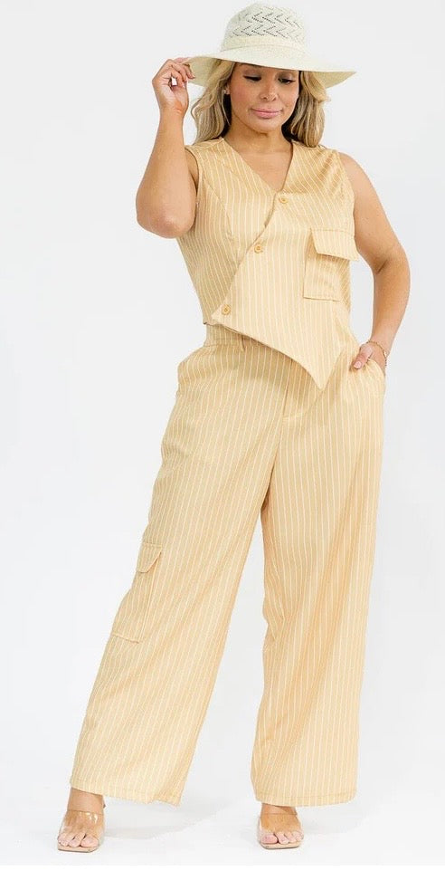 The Pinstripe Utility Vest & Cargo Pant Set