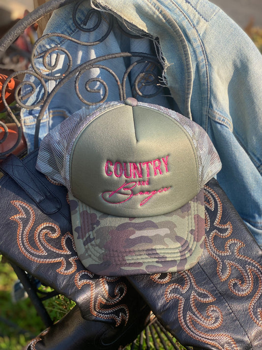 Camo/Pink Country and Bougie Trucker Hat