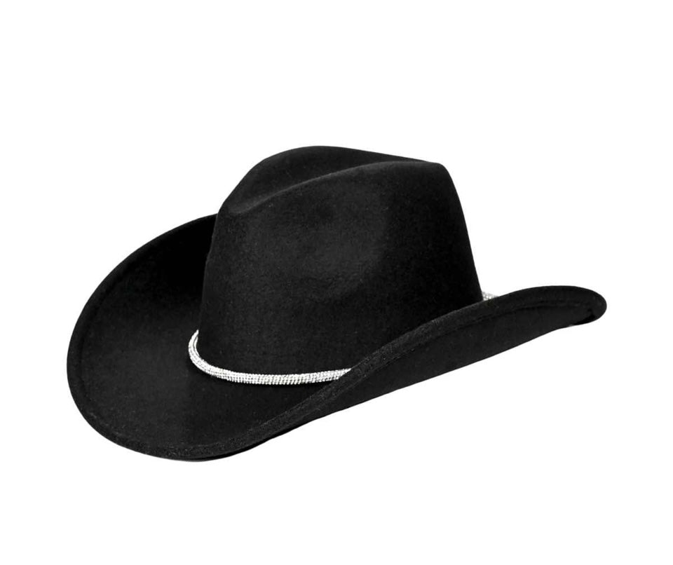 Black Reno Cowboy Hat w/ Rhinestone Belt