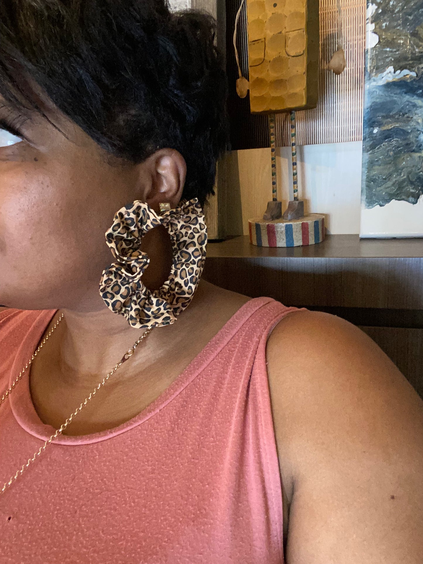 Leopard Large Scrunchie Earrings