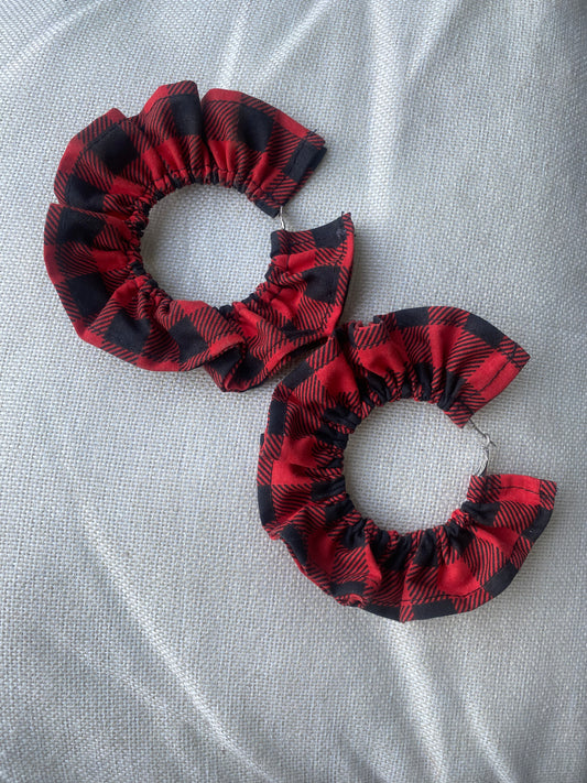 Red Plaid Large Scrunchie Earrings