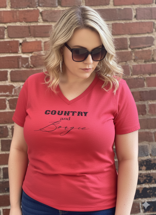 Red Heather Country and Bougie Tee